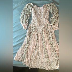 We Are Hah Maiden Memphis Dress Corset Floral Cottage Victorian Size Small